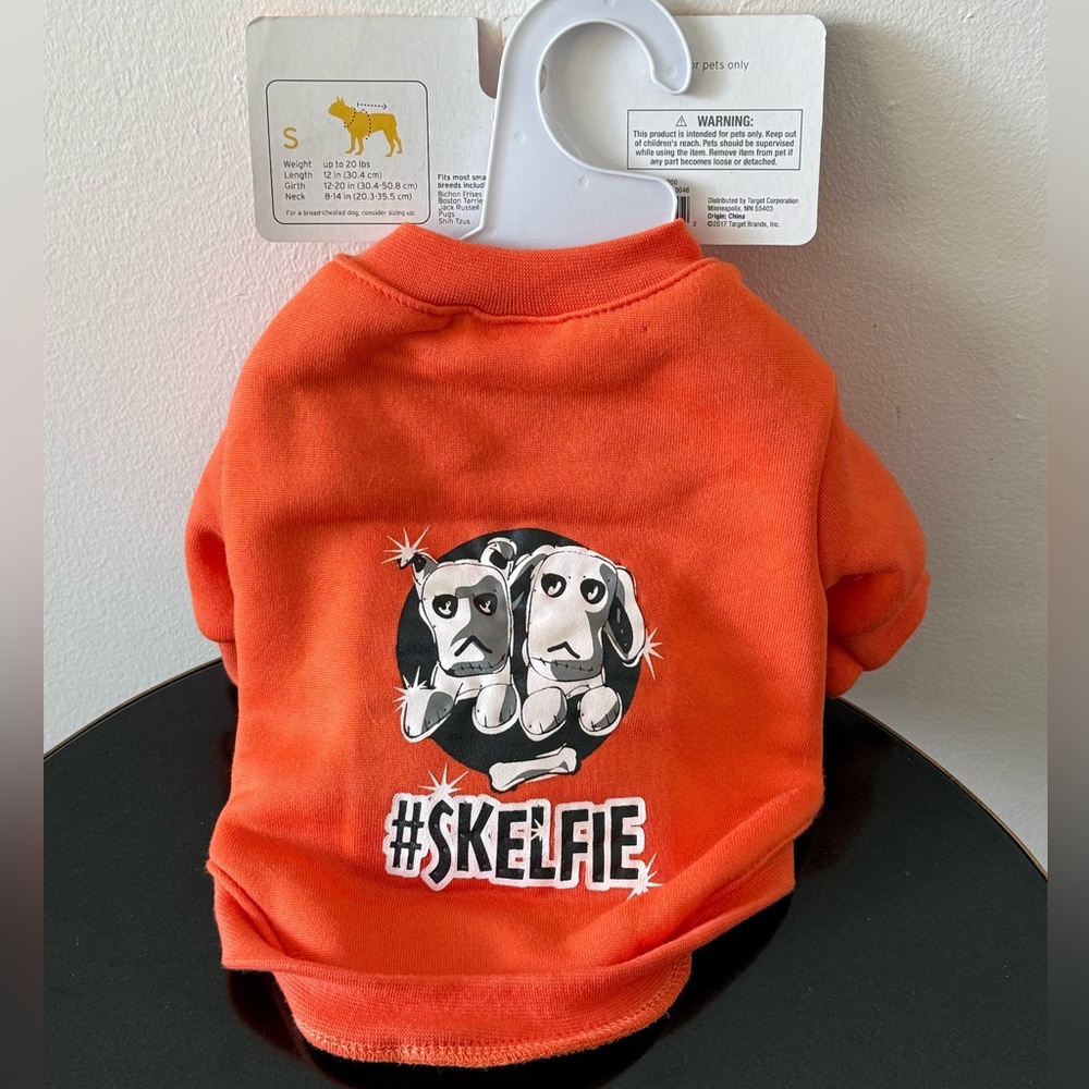 NWT Target Halloween Light Up Dog Sweatshirt Skelfie Skeleton Orange Small